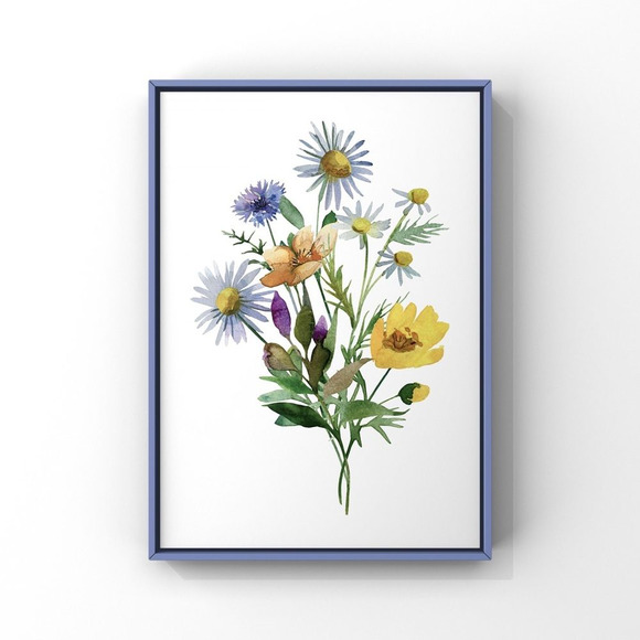 Watercolor Wildflowers Botanical Digital Art Print Set of Three - Picture 10 of 15